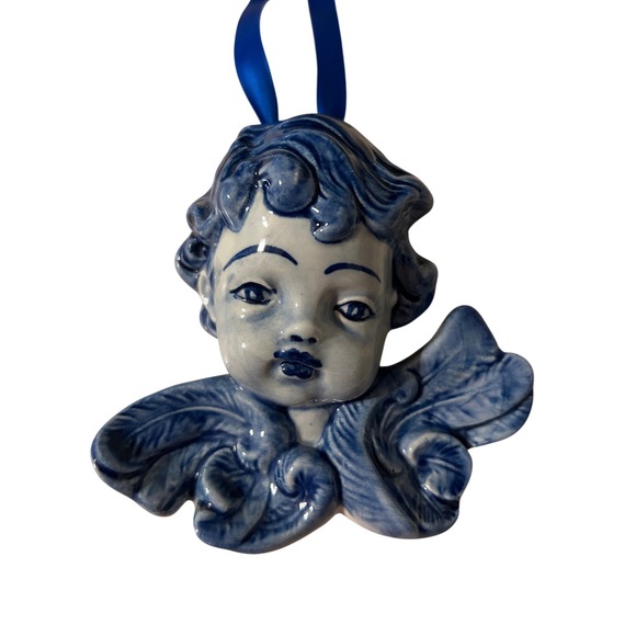 Delft Other - Delft Ornament Blue White Ceramic Cherub Angel‎ Head Holland Small